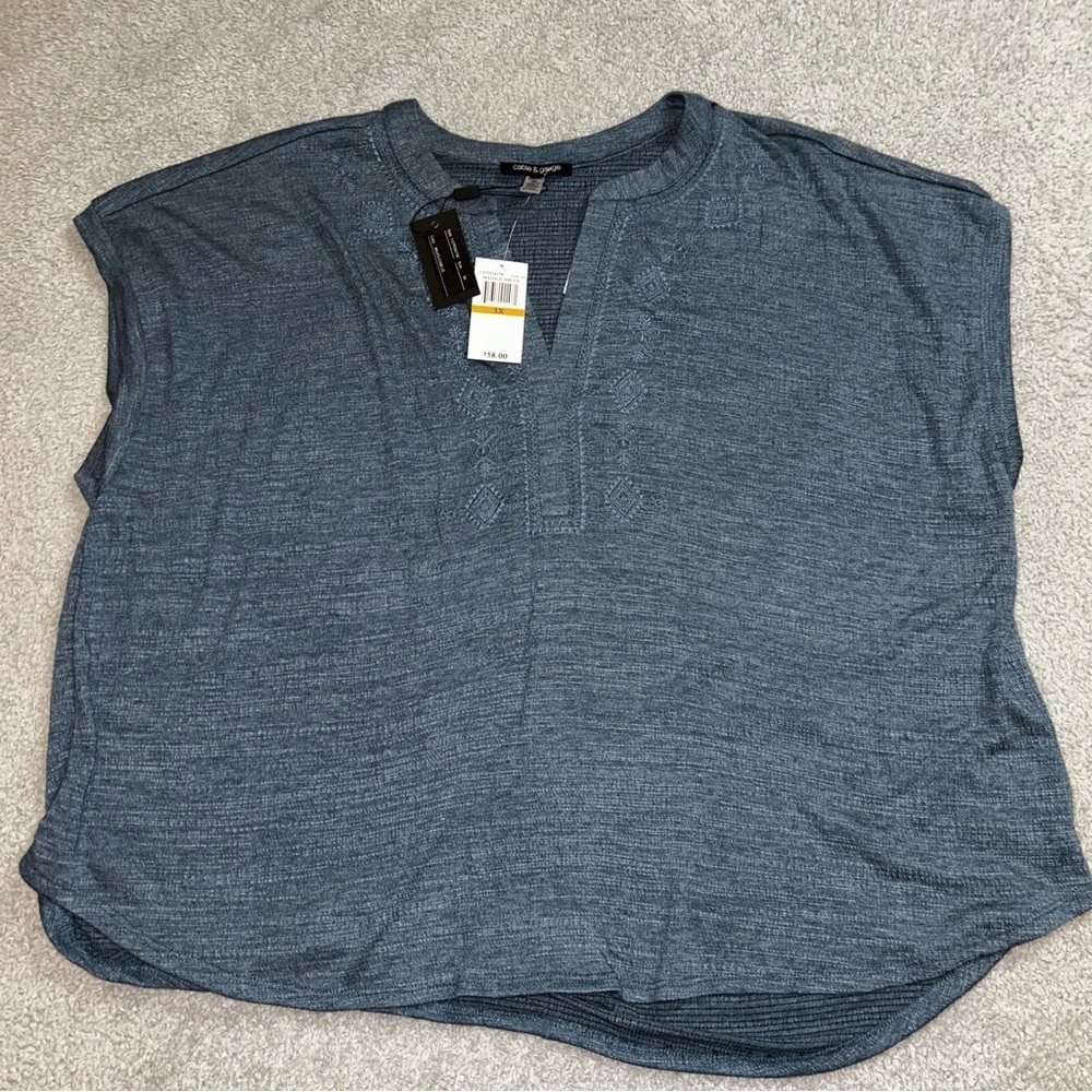 Cable & Gauge Slate Blue Blouse size 3x
